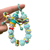 Maxbell Keyring Bracelet Beads Bag Pendant Wristlet Phone Charm Hanging Ornament Cyan