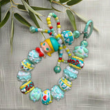 Maxbell Keyring Bracelet Beads Bag Pendant Wristlet Phone Charm Hanging Ornament Cyan