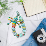 Maxbell Keyring Bracelet Beads Bag Pendant Wristlet Phone Charm Hanging Ornament Cyan