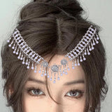 Maxbell Forehead Headpiece Elegant Delicate Headdress for Halloween Prom Anniversary White