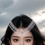 Maxbell Forehead Headpiece Elegant Delicate Headdress for Halloween Prom Anniversary White