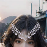 Maxbell Forehead Headpiece Elegant Delicate Headdress for Halloween Prom Anniversary White