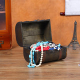 Maxbell Trinket Box Hinged Treasure Chest Ornament Case Wooden Jewelry Box Organizer Black Brown