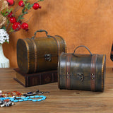 Maxbell Trinket Box Hinged Treasure Chest Ornament Case Wooden Jewelry Box Organizer Black Brown