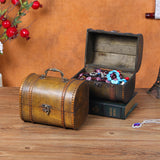 Maxbell Trinket Box Hinged Treasure Chest Ornament Case Wooden Jewelry Box Organizer Black Brown