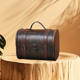 Maxbell Trinket Box Hinged Treasure Chest Ornament Case Wooden Jewelry Box Organizer Black Brown