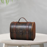 Maxbell Trinket Box Hinged Treasure Chest Ornament Case Wooden Jewelry Box Organizer Black Brown