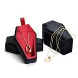 Maxbell Coffin Jewelry Box Jewelry Storage Case for Pendant Charms Gifts Party Favor Necklace Black Red