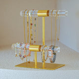 Maxbell Jewelry Display Stand Ornament Bracelet Holder for Pendants Exhibition Rings Double Layer Shelf