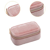 Maxbell Velvet Travel Jewelry Case for Women Girls Rings Box Mini Jewelry Storage Box Pink