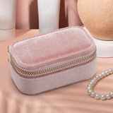 Maxbell Velvet Travel Jewelry Case for Women Girls Rings Box Mini Jewelry Storage Box Pink