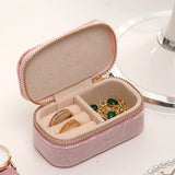 Maxbell Velvet Travel Jewelry Case for Women Girls Rings Box Mini Jewelry Storage Box Pink