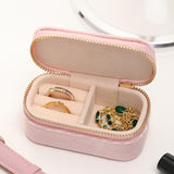 Maxbell Velvet Travel Jewelry Case for Women Girls Rings Box Mini Jewelry Storage Box Pink