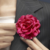 Maxbell Flower Brooch 3.94'' Floral Hair Pins for Women Decorative Elegant Lapel Pin Rose Red