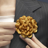 Maxbell Flower Brooch 3.94'' Floral Hair Pins for Women Decorative Elegant Lapel Pin Gold
