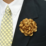 Maxbell Flower Brooch 3.94'' Floral Hair Pins for Women Decorative Elegant Lapel Pin Gold