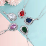 Maxbell Water Droplet Charm Pendant Necklace for Women for Party Anniversary Holiday Red