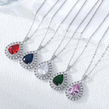 Maxbell Water Droplet Charm Pendant Necklace for Women for Party Anniversary Holiday Red
