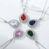 Maxbell Water Droplet Charm Pendant Necklace for Women for Party Anniversary Holiday Red