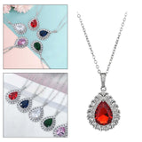 Maxbell Water Droplet Charm Pendant Necklace for Women for Party Anniversary Holiday Red