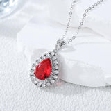 Maxbell Water Droplet Charm Pendant Necklace for Women for Party Anniversary Holiday Red