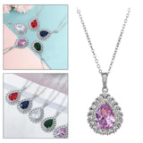 Maxbell Water Droplet Charm Pendant Necklace for Women for Party Anniversary Holiday Pink
