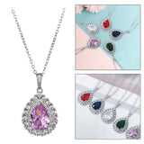 Maxbell Water Droplet Charm Pendant Necklace for Women for Party Anniversary Holiday Pink