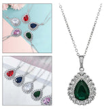 Maxbell Water Droplet Charm Pendant Necklace for Women for Party Anniversary Holiday Green