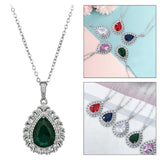 Maxbell Water Droplet Charm Pendant Necklace for Women for Party Anniversary Holiday Green