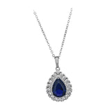 Maxbell Water Droplet Charm Pendant Necklace for Women for Party Anniversary Holiday Blue