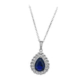 Maxbell Water Droplet Charm Pendant Necklace for Women for Party Anniversary Holiday Blue