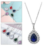 Maxbell Water Droplet Charm Pendant Necklace for Women for Party Anniversary Holiday Blue