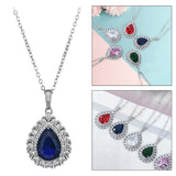 Maxbell Water Droplet Charm Pendant Necklace for Women for Party Anniversary Holiday Blue