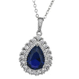 Maxbell Water Droplet Charm Pendant Necklace for Women for Party Anniversary Holiday Blue