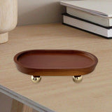 Wooden Serving Tray Organizer Wooden Pedestal Stand for Counter Vanity Fruit 13x5cm Brown