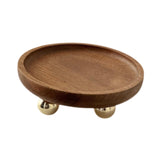 Wooden Serving Tray Organizer Wooden Pedestal Stand for Counter Vanity Fruit 13x5cm Brown