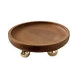 Wooden Serving Tray Organizer Wooden Pedestal Stand for Counter Vanity Fruit 13x5cm Brown