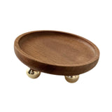 Wooden Serving Tray Organizer Wooden Pedestal Stand for Counter Vanity Fruit 13x5cm Brown