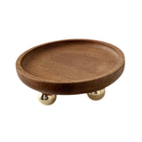 Wooden Serving Tray Organizer Wooden Pedestal Stand for Counter Vanity Fruit 13x5cm Brown