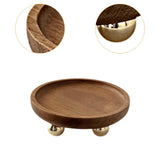 Wooden Serving Tray Organizer Wooden Pedestal Stand for Counter Vanity Fruit 13x5cm Brown