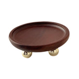 Wooden Serving Tray Organizer Wooden Pedestal Stand for Counter Vanity Fruit 13x5cm Deep Brown