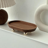 Wooden Serving Tray Organizer Wooden Pedestal Stand for Counter Vanity Fruit 12x20x5cm Brown