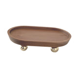 Wooden Serving Tray Organizer Wooden Pedestal Stand for Counter Vanity Fruit 12x20x5cm Brown