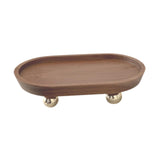 Wooden Serving Tray Organizer Wooden Pedestal Stand for Counter Vanity Fruit 12x20x5cm Brown