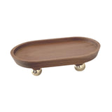 Wooden Serving Tray Organizer Wooden Pedestal Stand for Counter Vanity Fruit 12x20x5cm Brown