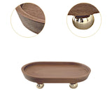 Wooden Serving Tray Organizer Wooden Pedestal Stand for Counter Vanity Fruit 12x20x5cm Brown