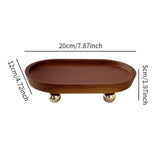 Wooden Serving Tray Organizer Wooden Pedestal Stand for Counter Vanity Fruit 12x20x5cm Deep Brown