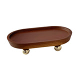 Wooden Serving Tray Organizer Wooden Pedestal Stand for Counter Vanity Fruit 12x20x5cm Deep Brown