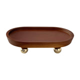 Wooden Serving Tray Organizer Wooden Pedestal Stand for Counter Vanity Fruit 12x20x5cm Deep Brown