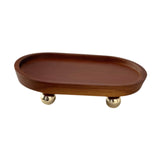 Wooden Serving Tray Organizer Wooden Pedestal Stand for Counter Vanity Fruit 12x20x5cm Deep Brown